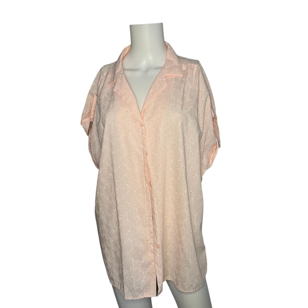 Vintage Rhapsody Blouse Light Pink Floral Lightweight Womens Size 20W